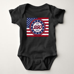 Body Para Bebê Aniversário de 250 anos da América com a bandeira