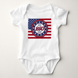 Body Para Bebê Aniversário de 250 anos da América com a bandeira