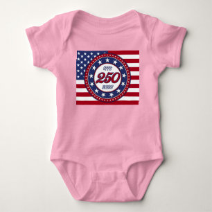 Body Para Bebê Aniversário de 250 anos da América com a bandeira