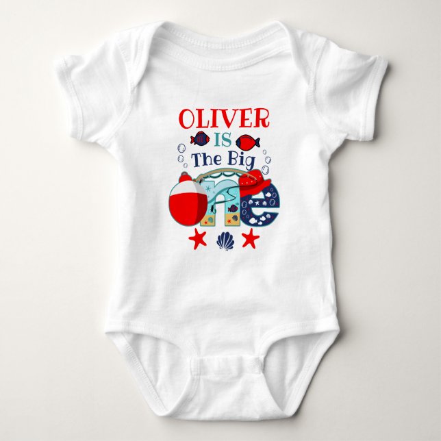 Body Para Bebê aniversário de pesca O Grande PEIXE | O-fficialmen (Frente)