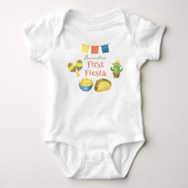 Body Para Bebê Aniversário de Primeiro Ano Fiesta Aquarela