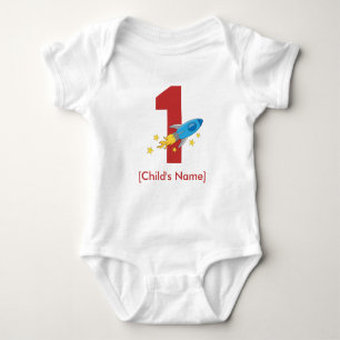 Body Para Bebê Aniversário de Rocket retro - Personalizable