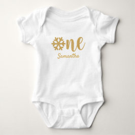 Body Para Bebê Aniversário de Um Ano Floco de Neve de Inverno com