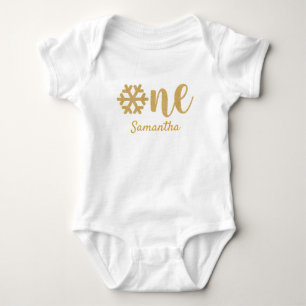Body Para Bebê Aniversário de Um Ano Floco de Neve de Inverno com