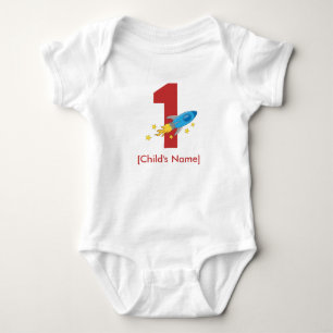 Body Para Bebê Aniversário do Rocket Retro - Personalizável
