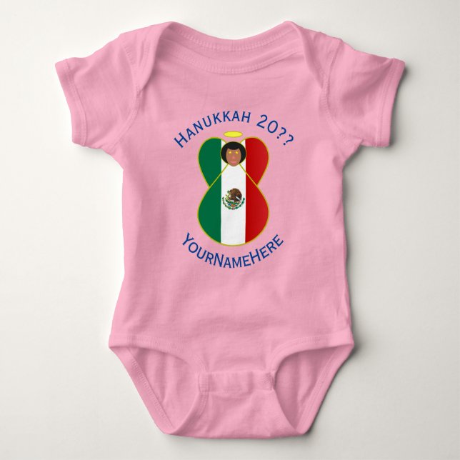 Body Para Bebê Anjo Mexicano Hanukkah Sinalizador Personalizado R (Frente)