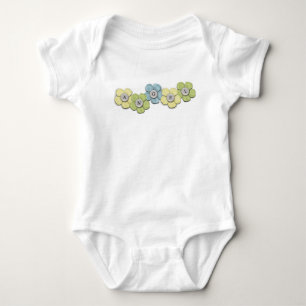 Body Para Bebê “Anjo” Tipografia Floral Azul Amarelo