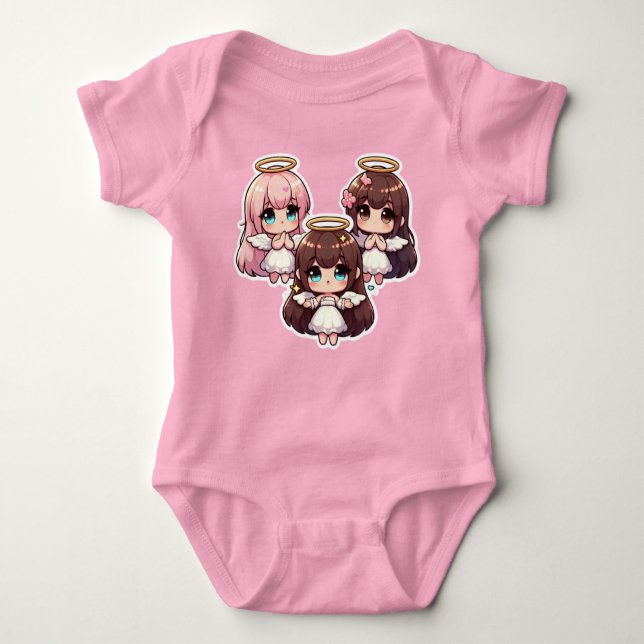 Body Para Bebê anjos kawaii (Frente)