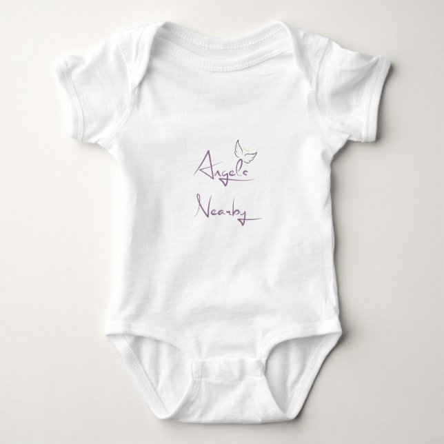 Body Para Bebê Anjos Por Perto Presente de Fé / Batismo Presente  (Frente)