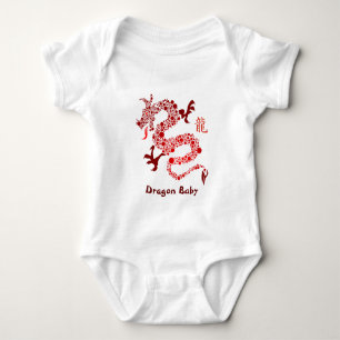 Body Para Bebê Ano chinês vermelho do Creeper do bebê do dragã