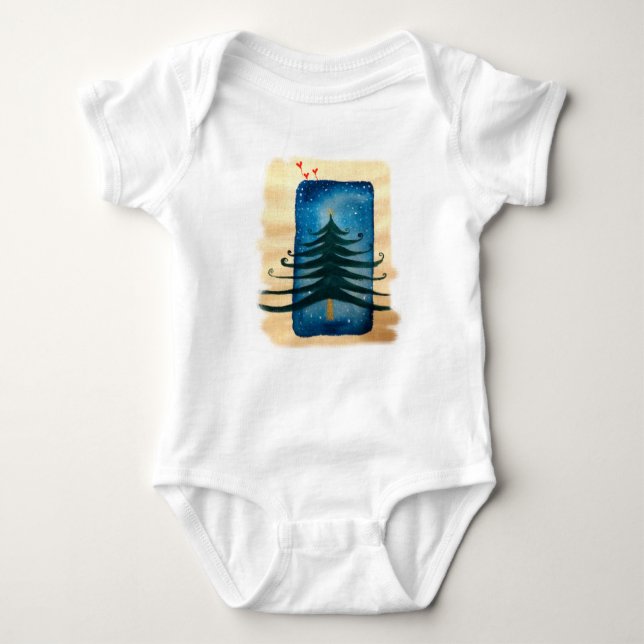Body Para Bebê Ano Novo Tree Baby Jersey Bodyfato, Branco (Frente)