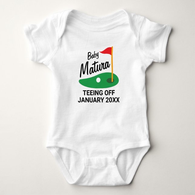 Body Para Bebê Anúncio de Bebê Tema Golfe Personalizado (Frente)