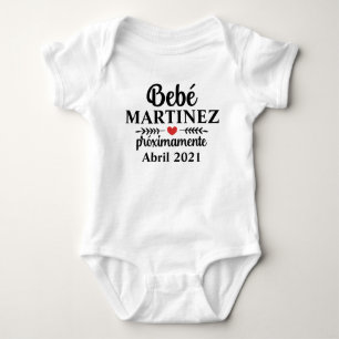 Body Para Bebê Anúncio de gravidez em nome de bebê espanhol