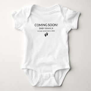 Body Para Bebê Anúncio de Gravidez Personalizada de Script em Bre