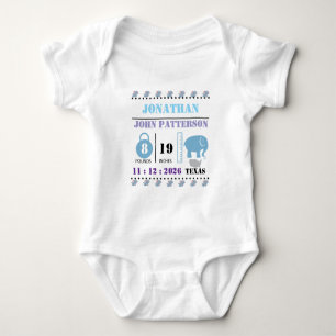 Body Para Bebê Anúncio de nascimento de Elefante Bebê Azul-Bonito