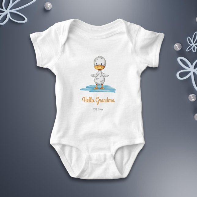 Body Para Bebê Anúncio de Revelação de Bebê Avó (Hello Grandma Baby Reveal Announcement Baby Bodysuit.jpg)