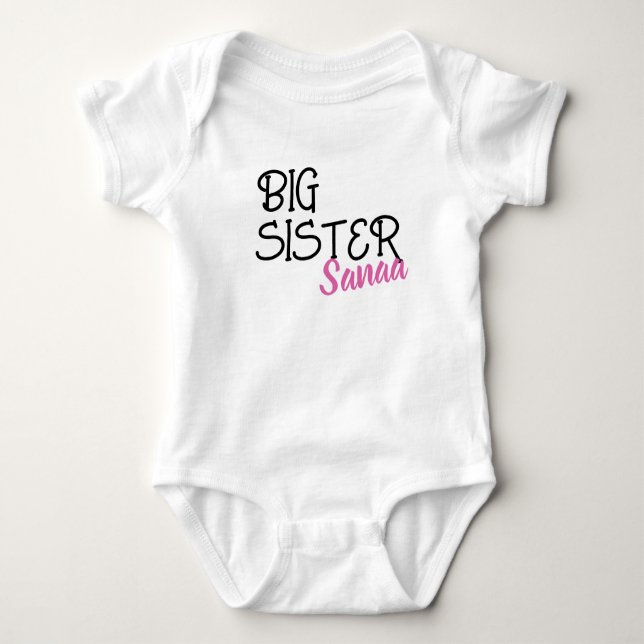 Body Para Bebê Anúncio personalizado de gravidez da Big Sister (Frente)