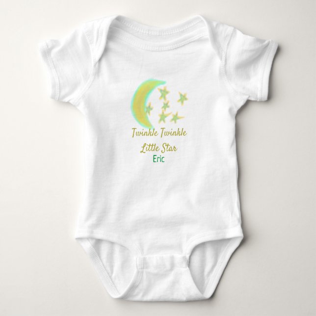 Body Para Bebê Apelido verde-amarelo Twinkle Little Star (Frente)