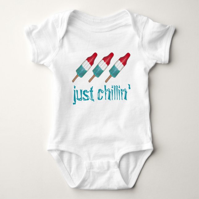 Body Para Bebê Apenas Chillin' Rocket Pop Popsicle Patriotic USA (Frente)