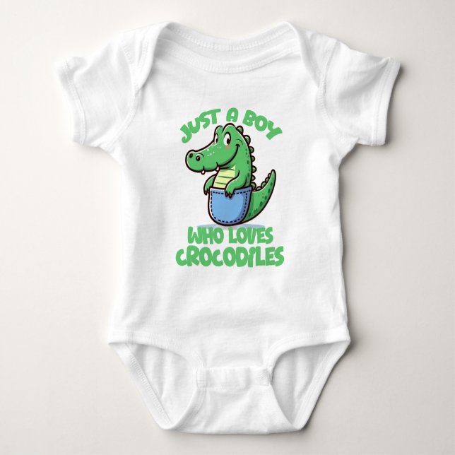 Body Para Bebê Apenas um menino que ama crocodilos (Frente)