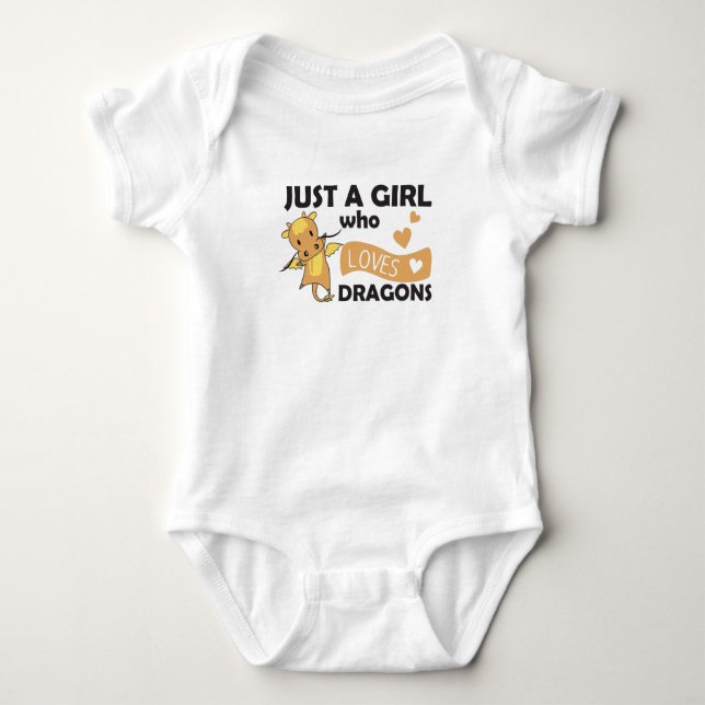 Body Para Bebê Apenas Uma Menina Que Ama Dragão Fantasia Dragões (Frente)
