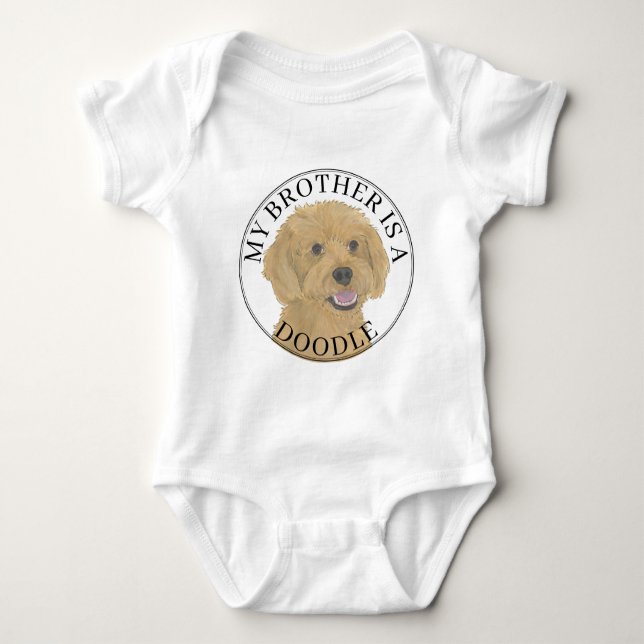 Body Para Bebê Apricot Ouro Doodle Dog Big Brother (Frente)
