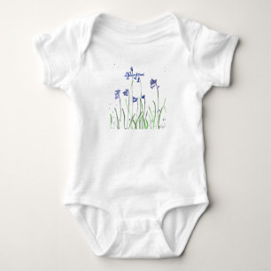 Body Para Bebê Aquarela de campainhas azuis Florais Azuis Elegant