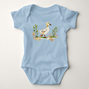 Body Para Bebê Aquarela de Frango com Trevo de Quatro Folhas