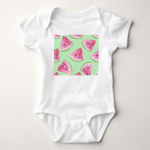 Body Para Bebê Aquarela de melancia, padrão contínuo de verão.
