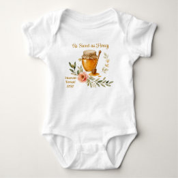 Body Para Bebê Aquarela de Rosh Hashanah Tão Doce quanto o Mel