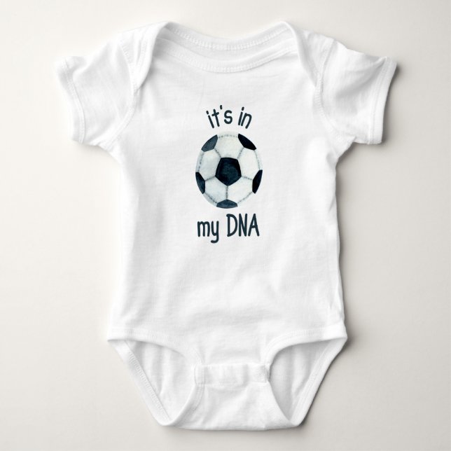 Body Para Bebê Aquarela Está na minha bola de futebol do DNA (Frente)