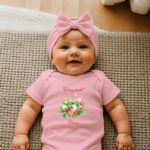 Body Para Bebê Aquarela Morango Doce Recém-Nascido
