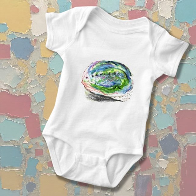 Body Para Bebê aquarela Paua Black Abalone Shell (Criador carregado)
