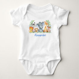 Body Para Bebê Aquarela Safari Bebês Elefante Azul