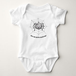 Body Para Bebê Aranha Fofa com Laço Rosa "Você vai me esmagar?"