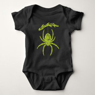 Body Para Bebê Aranha Verde Prendendo-se de Ramificação