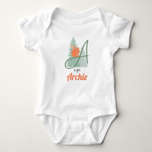 Body Para Bebê Archie Name Reveal - Letra A Woodland Boy Squirrel