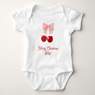 Body Para Bebê Arco e Cerejas, cumprimento de Natal personalizado