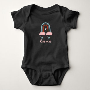 Body Para Bebê Arco-íris Boho Moderno com Nome Personalizado 