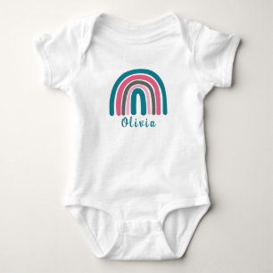 Body Para Bebê Arco-íris Colorido Boho Com Nome Personalizado