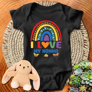 Body Para Bebê Arco-íris Colorido Eu Amo Minha Nonna