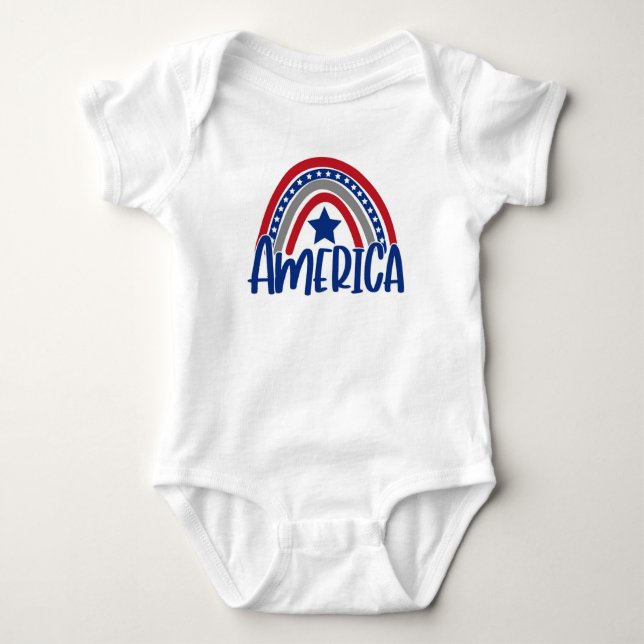 Body Para Bebê Arco-íris com bandeira americana (Frente)
