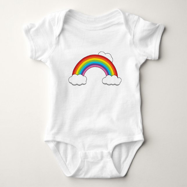 Body Para Bebê Arco-íris com Nuvens Brancas (Frente)