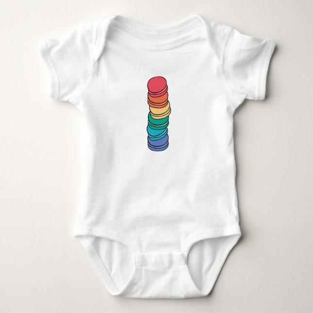 Body Para Bebê Arco-íris Orgulho gay Lgbtq Macaron (Frente)