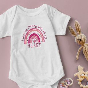 Body Para Bebê Arco-Íris Rosa - Eu Amo Minha Mamãe Com Todo Meu C