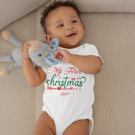 Body Para Bebê Arco Vermelho Santa Claus do Primeiro Natal do Beb