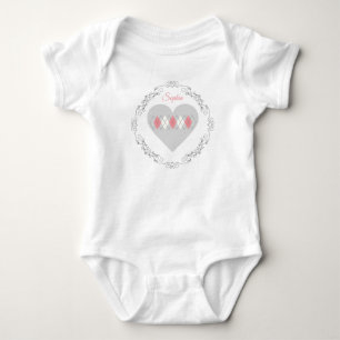 Body Para Bebê Argyle Hearts Emblem Pink