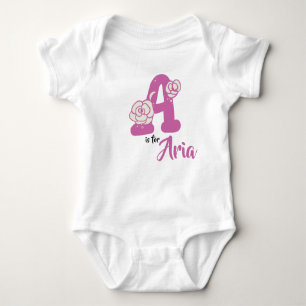 Body Para Bebê Aria Name Baby Outfit - Letra A Romper Floral