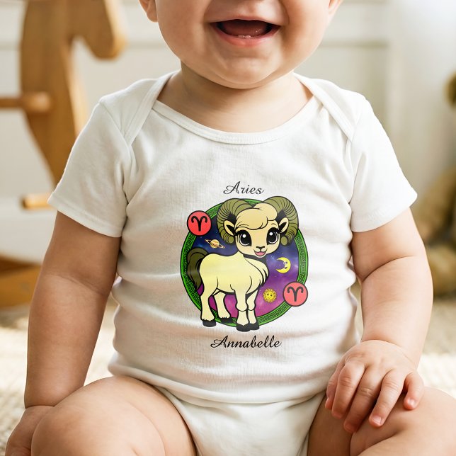 Body Para Bebê Aries Zodiac - Sinal de Astrologia Cartoon Horosco (Criador carregado)