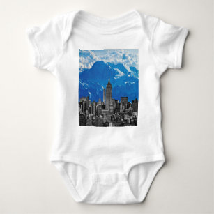 Body Para Bebê Arranha-céus de Manhattan em Nova York com Blue Mo